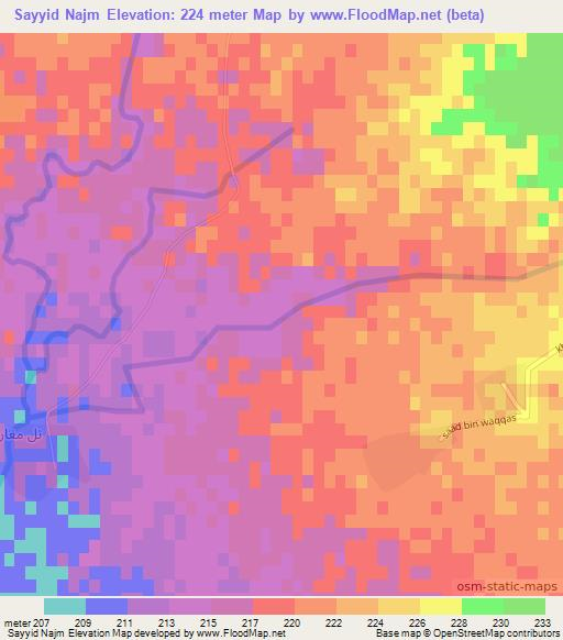 Sayyid Najm,Iraq Elevation Map