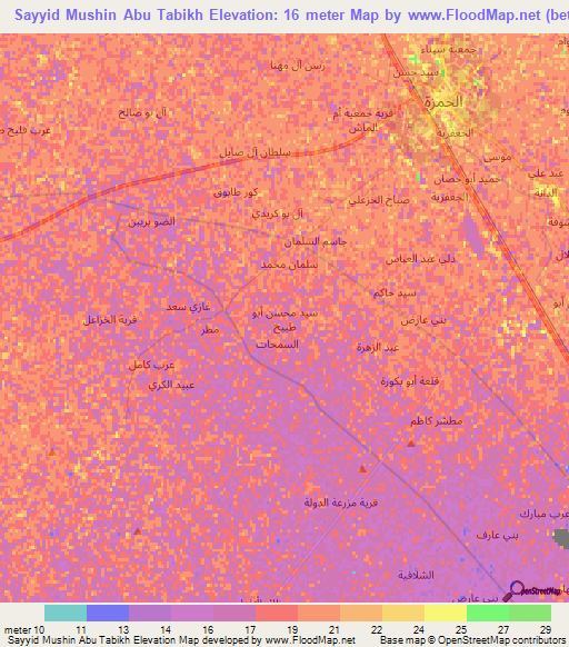 Sayyid Mushin Abu Tabikh,Iraq Elevation Map