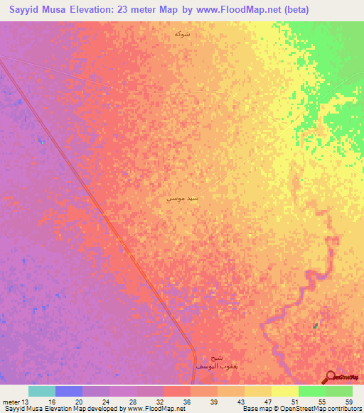 Sayyid Musa,Iraq Elevation Map