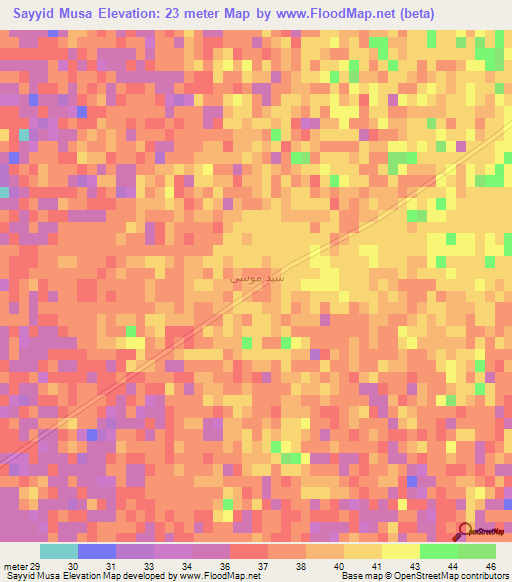 Sayyid Musa,Iraq Elevation Map