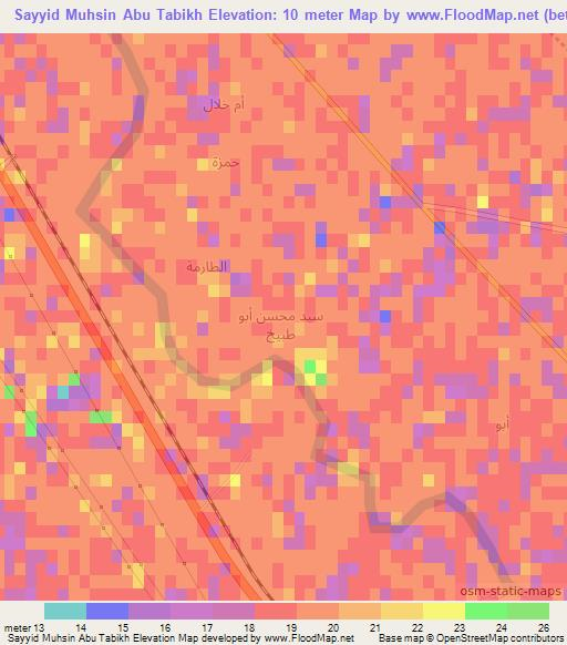 Sayyid Muhsin Abu Tabikh,Iraq Elevation Map