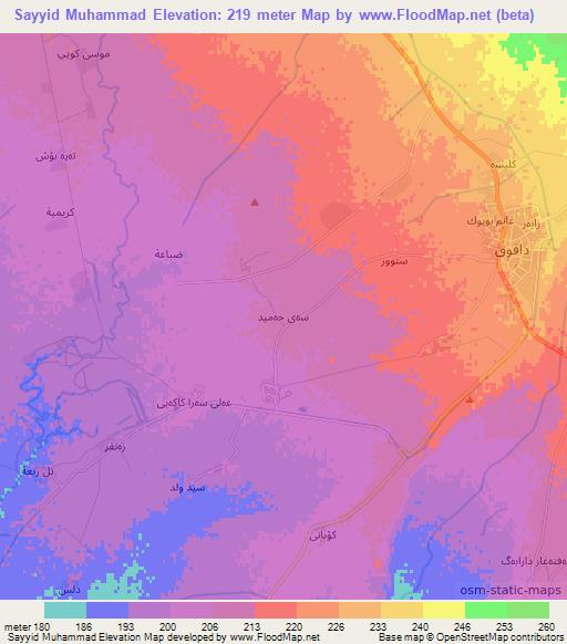 Sayyid Muhammad,Iraq Elevation Map