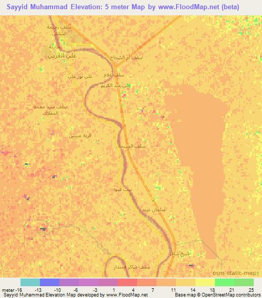 Sayyid Muhammad,Iraq Elevation Map