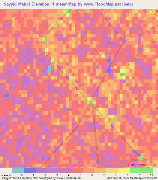 Sayyid Mahdi,Iraq Elevation Map