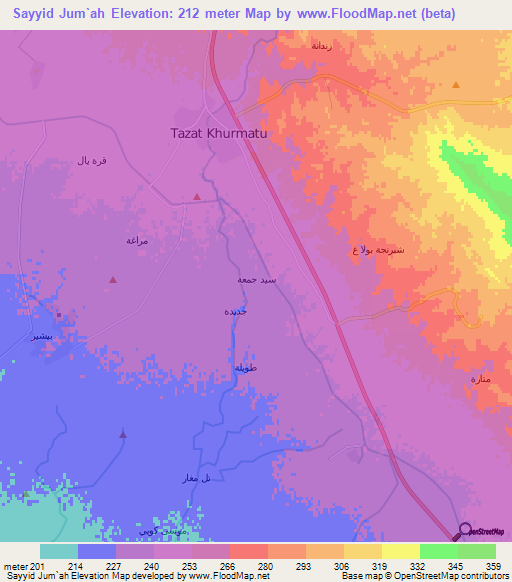 Sayyid Jum`ah,Iraq Elevation Map