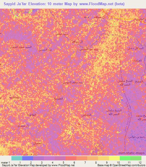 Sayyid Ja`far,Iraq Elevation Map