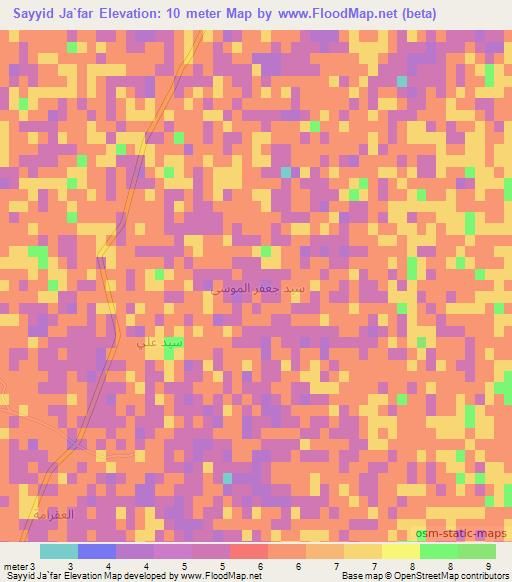 Sayyid Ja`far,Iraq Elevation Map