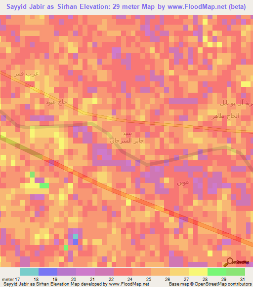 Sayyid Jabir as Sirhan,Iraq Elevation Map