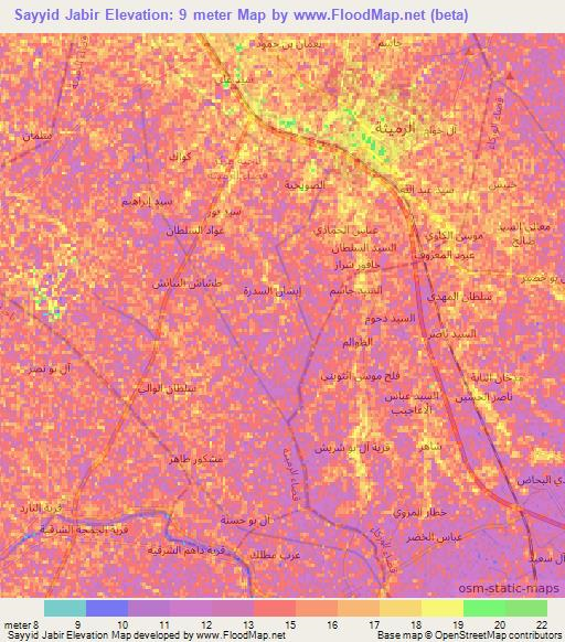 Sayyid Jabir,Iraq Elevation Map