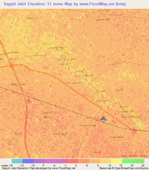 Sayyid Jabir,Iraq Elevation Map