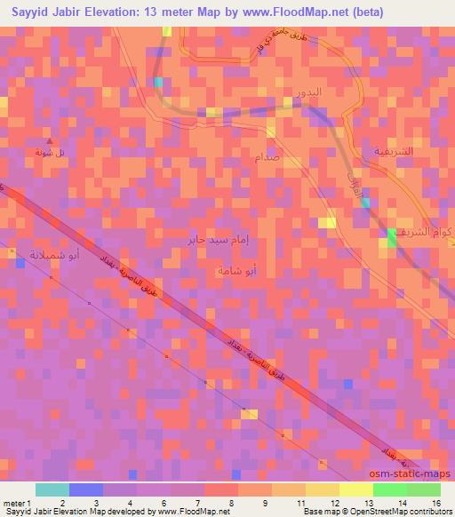 Sayyid Jabir,Iraq Elevation Map