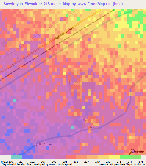 Sayyidiyah,Iraq Elevation Map