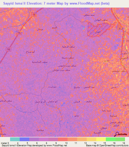 Sayyid Isma`il,Iraq Elevation Map