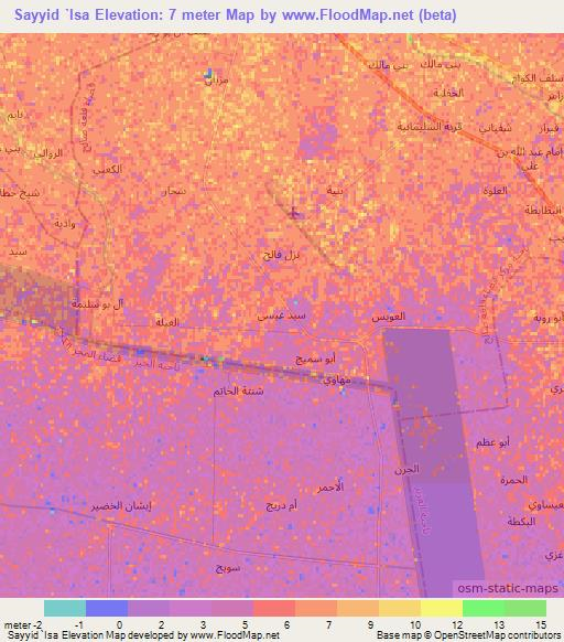 Sayyid `Isa,Iraq Elevation Map