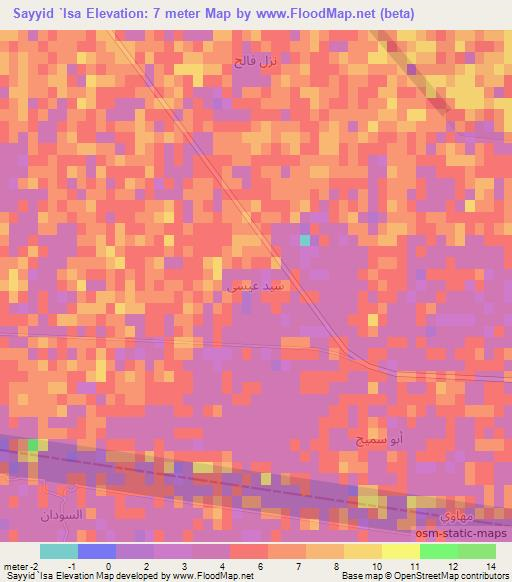 Sayyid `Isa,Iraq Elevation Map