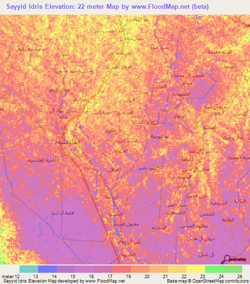 Sayyid Idris,Iraq Elevation Map