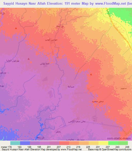 Sayyid Husayn Nasr Allah,Iraq Elevation Map