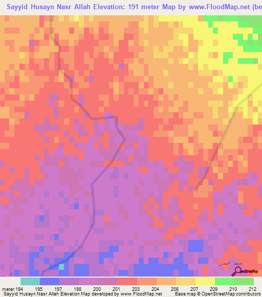 Sayyid Husayn Nasr Allah,Iraq Elevation Map