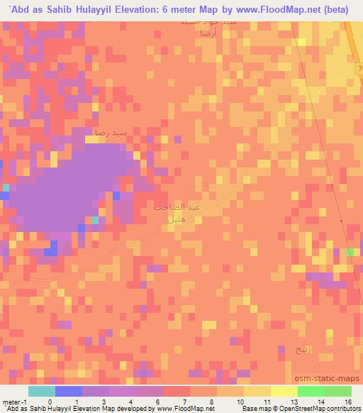 `Abd as Sahib Hulayyil,Iraq Elevation Map