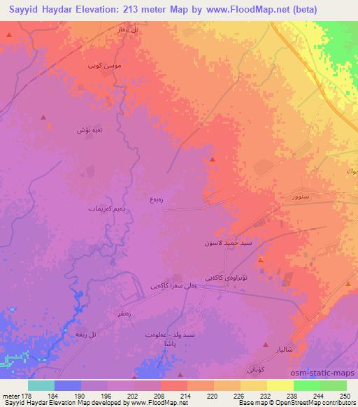 Sayyid Haydar,Iraq Elevation Map