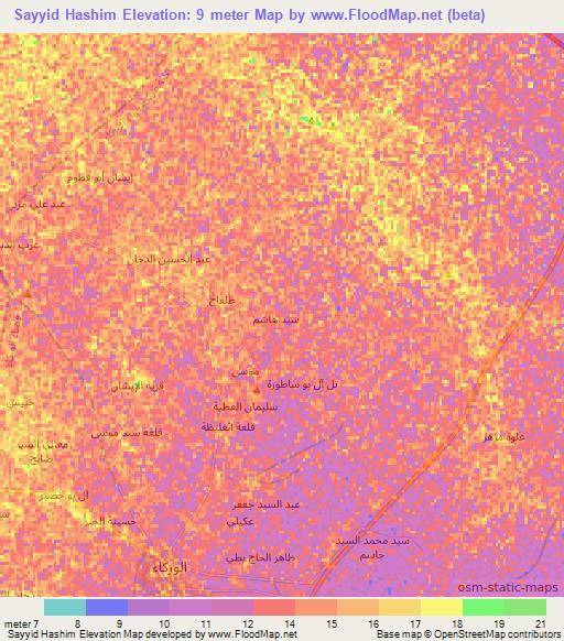 Sayyid Hashim,Iraq Elevation Map