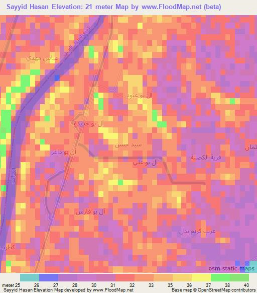 Sayyid Hasan,Iraq Elevation Map