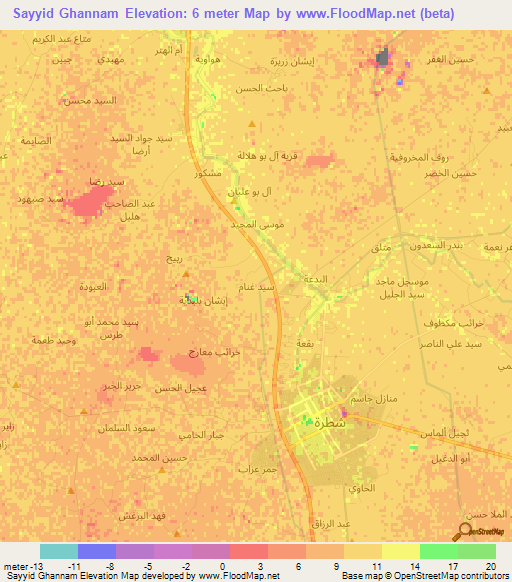 Sayyid Ghannam,Iraq Elevation Map