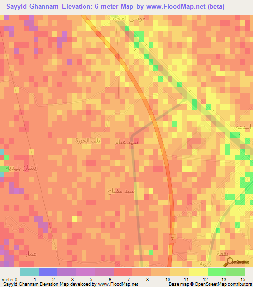 Sayyid Ghannam,Iraq Elevation Map