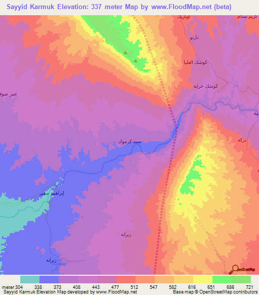 Sayyid Karmuk,Iraq Elevation Map