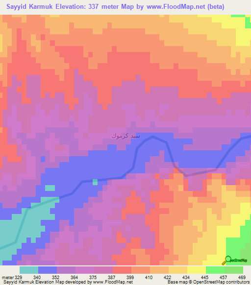 Sayyid Karmuk,Iraq Elevation Map