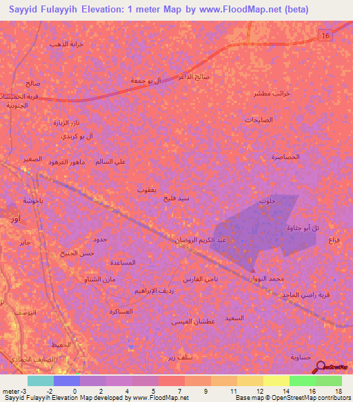 Sayyid Fulayyih,Iraq Elevation Map