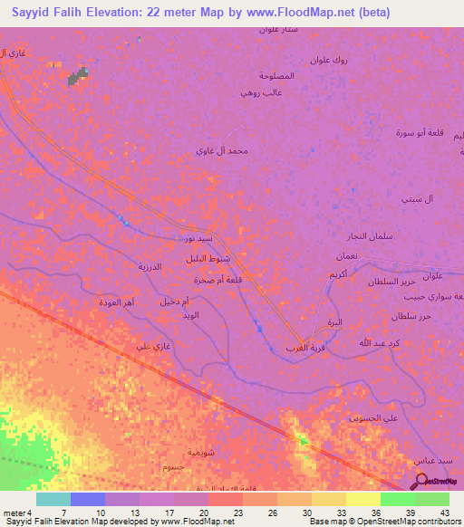 Sayyid Falih,Iraq Elevation Map