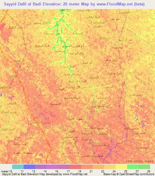 Sayyid Dafil al Badi,Iraq Elevation Map