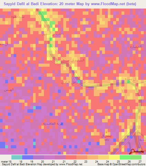 Sayyid Dafil al Badi,Iraq Elevation Map
