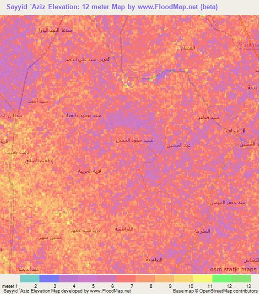 Sayyid `Aziz,Iraq Elevation Map