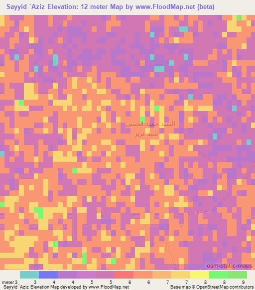 Sayyid `Aziz,Iraq Elevation Map
