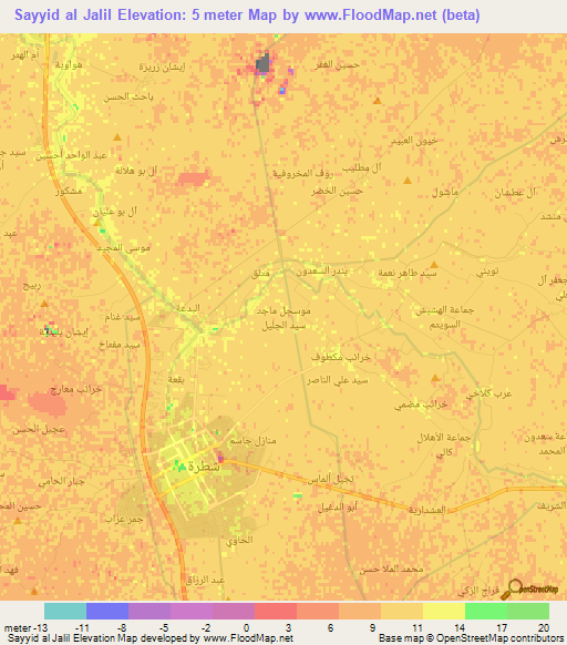 Sayyid al Jalil,Iraq Elevation Map