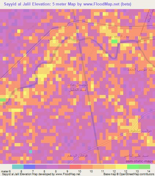 Sayyid al Jalil,Iraq Elevation Map