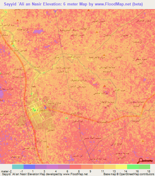 Sayyid `Ali an Nasir,Iraq Elevation Map