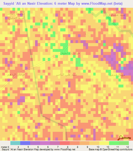 Sayyid `Ali an Nasir,Iraq Elevation Map