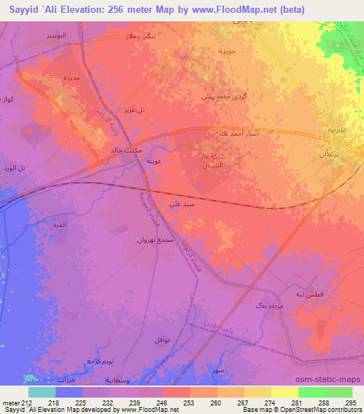 Sayyid `Ali,Iraq Elevation Map