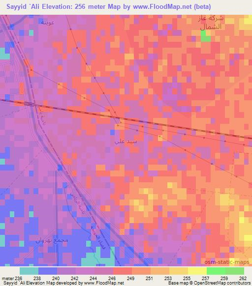 Sayyid `Ali,Iraq Elevation Map