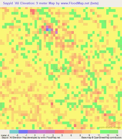 Sayyid `Ali,Iraq Elevation Map