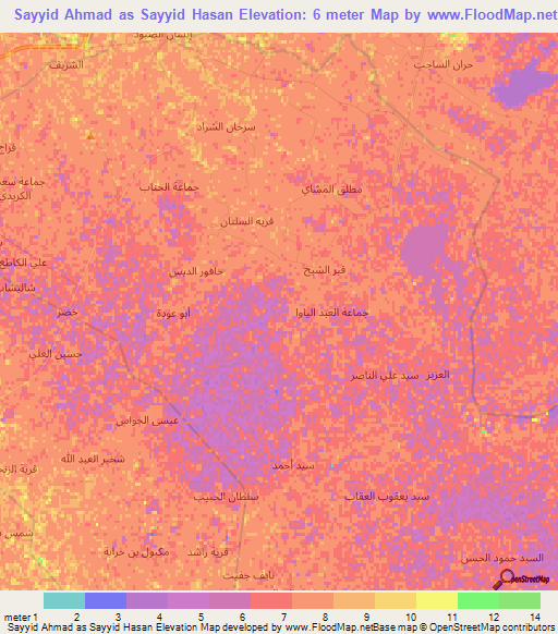 Sayyid Ahmad as Sayyid Hasan,Iraq Elevation Map