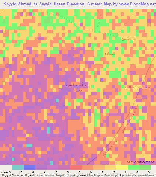 Sayyid Ahmad as Sayyid Hasan,Iraq Elevation Map