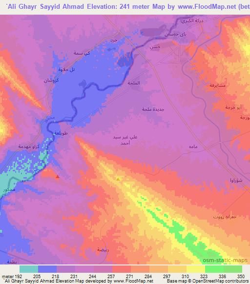 `Ali Ghayr Sayyid Ahmad,Iraq Elevation Map