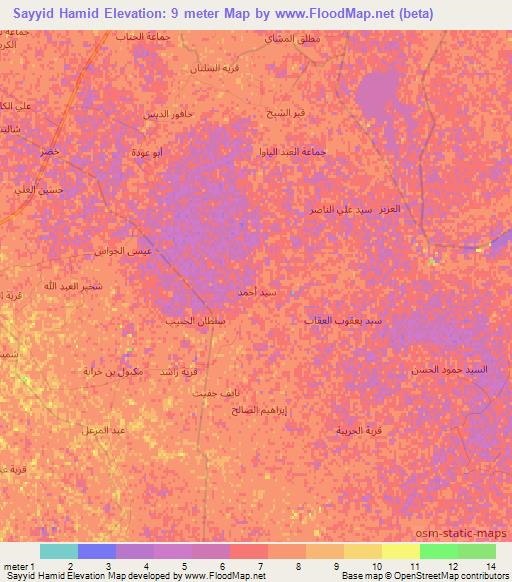 Sayyid Hamid,Iraq Elevation Map