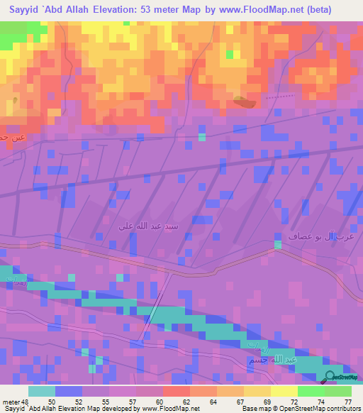 Sayyid `Abd Allah,Iraq Elevation Map