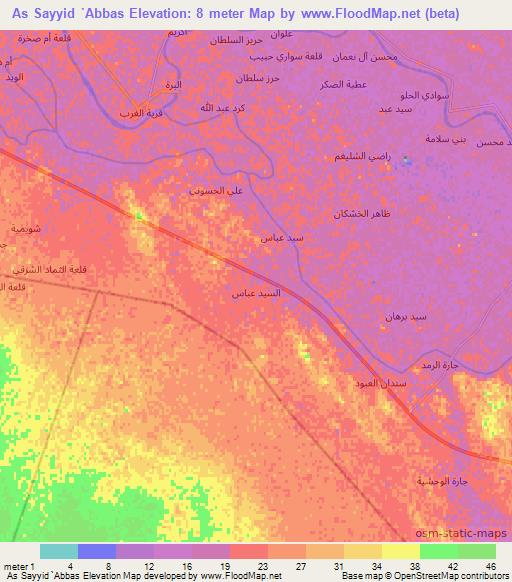 As Sayyid `Abbas,Iraq Elevation Map