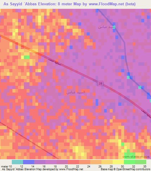 As Sayyid `Abbas,Iraq Elevation Map